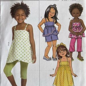 Girls Butterick  5020 Pattern Dress Top Shorts Leggings size 6-8